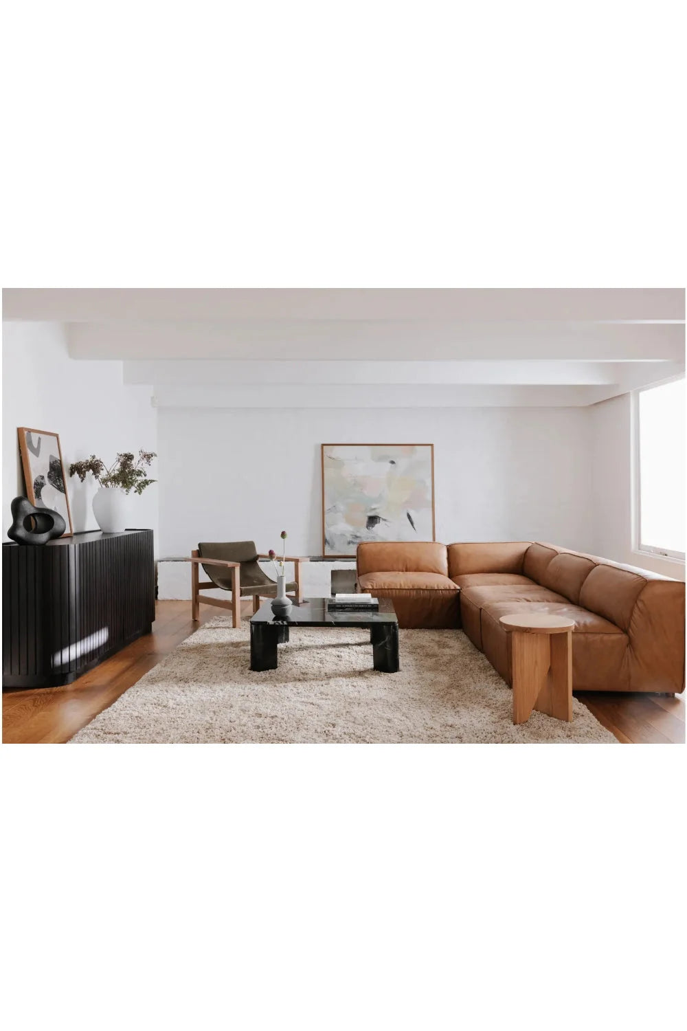 Luxury Tan Leather Slipper Chair Modern European Style for Villa