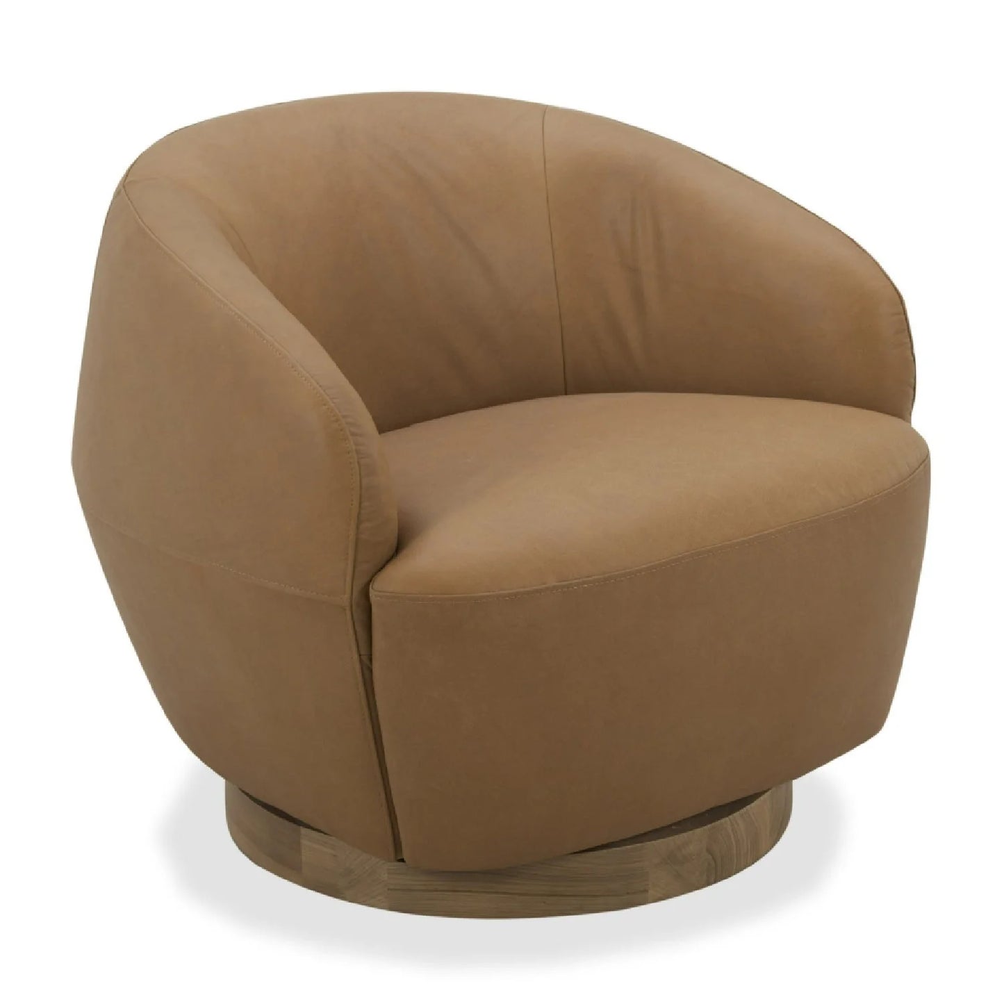 Luxury Tan Leather Swivel Lounge Chair Modern Italian Style for Villa