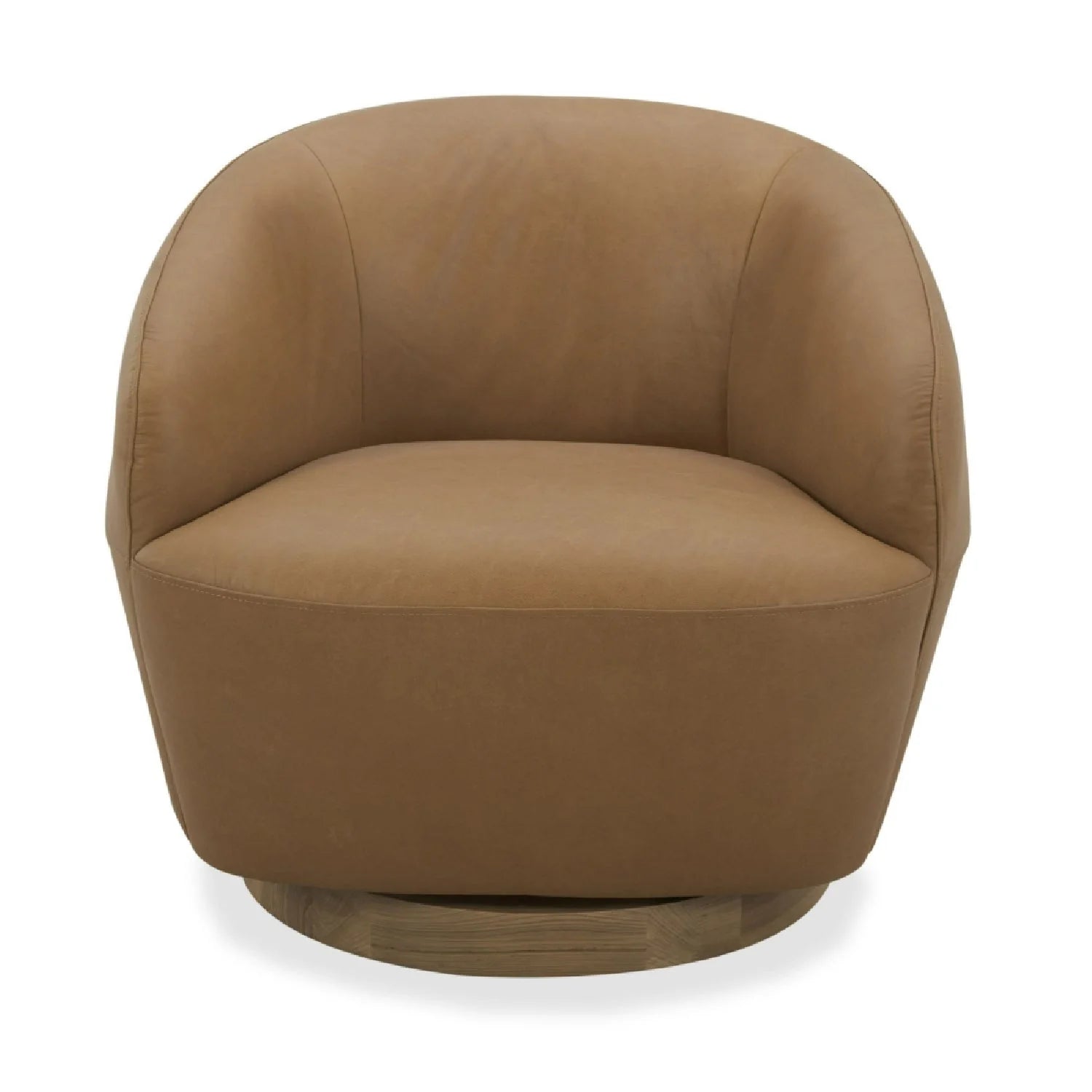 Luxury Tan Leather Swivel Lounge Chair Modern Italian Style for Villa