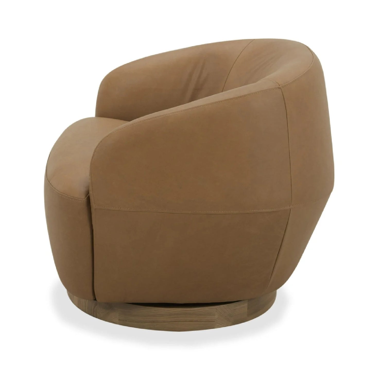 Luxury Tan Leather Swivel Lounge Chair Modern Italian Style for Villa