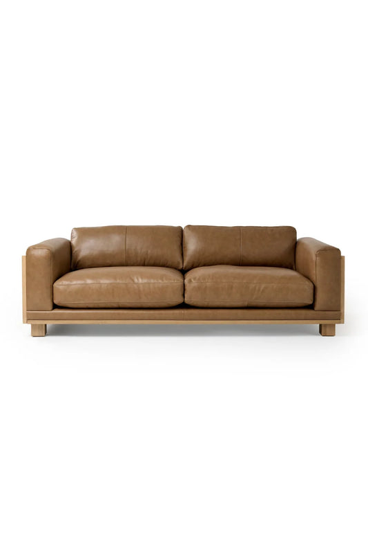 Luxury Tan Leather Wicker Sofa Modern Italian Style for Villa