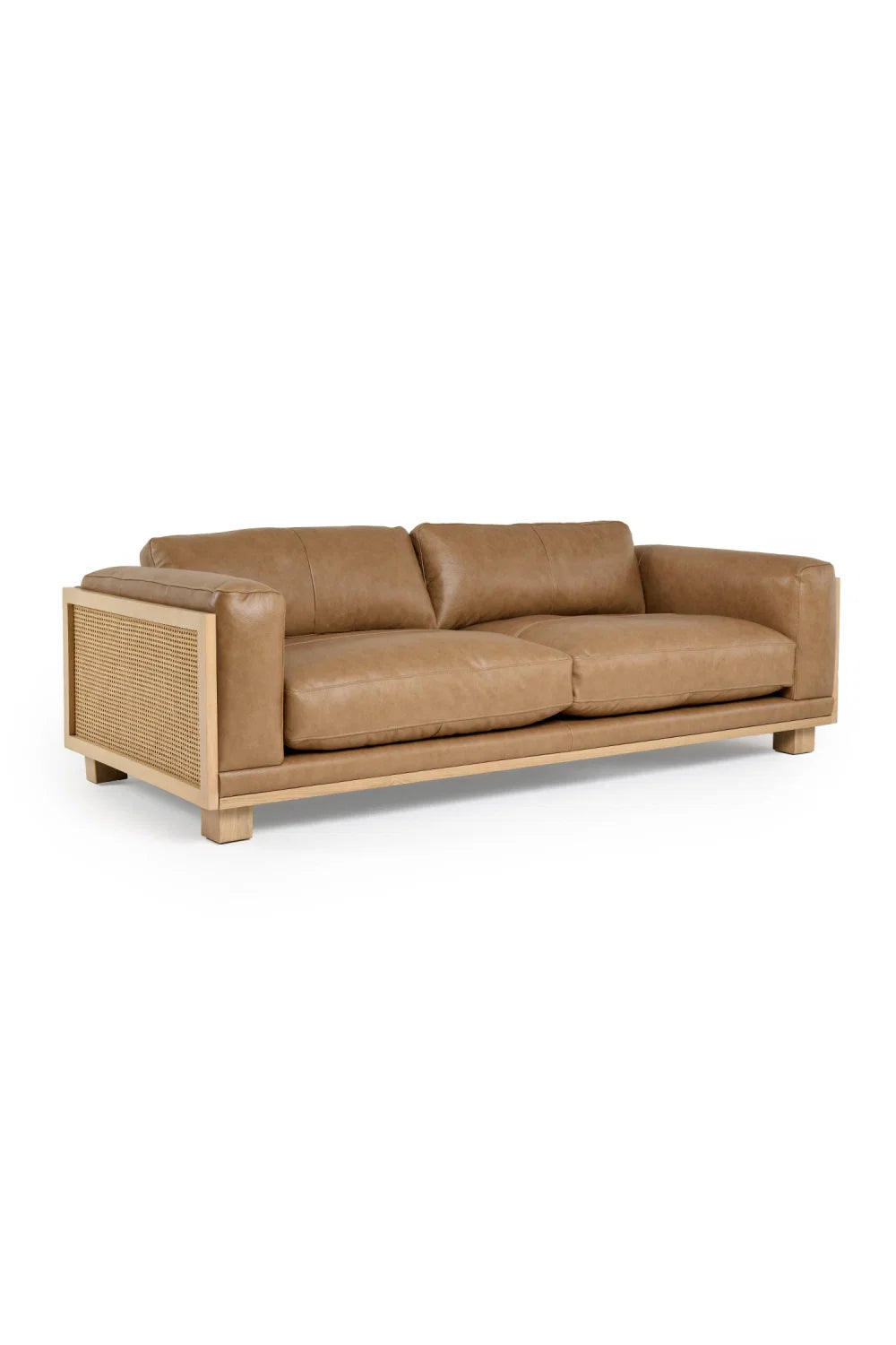 Luxury Tan Leather Wicker Sofa Modern Italian Style for Villa
