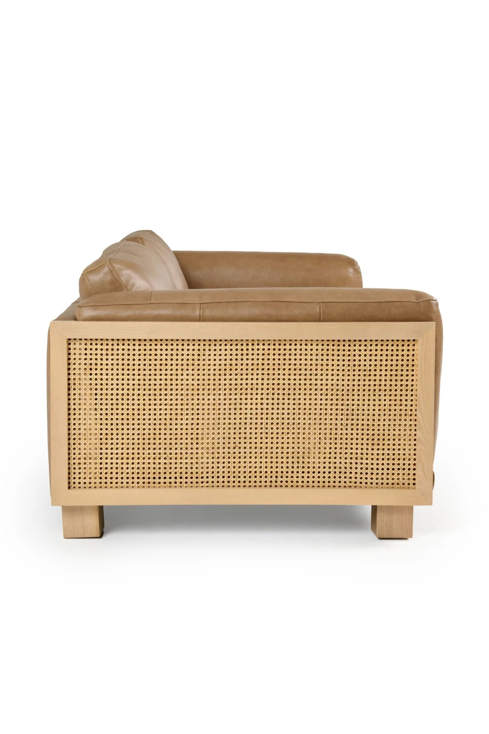 Luxury Tan Leather Wicker Sofa Modern Italian Style for Villa