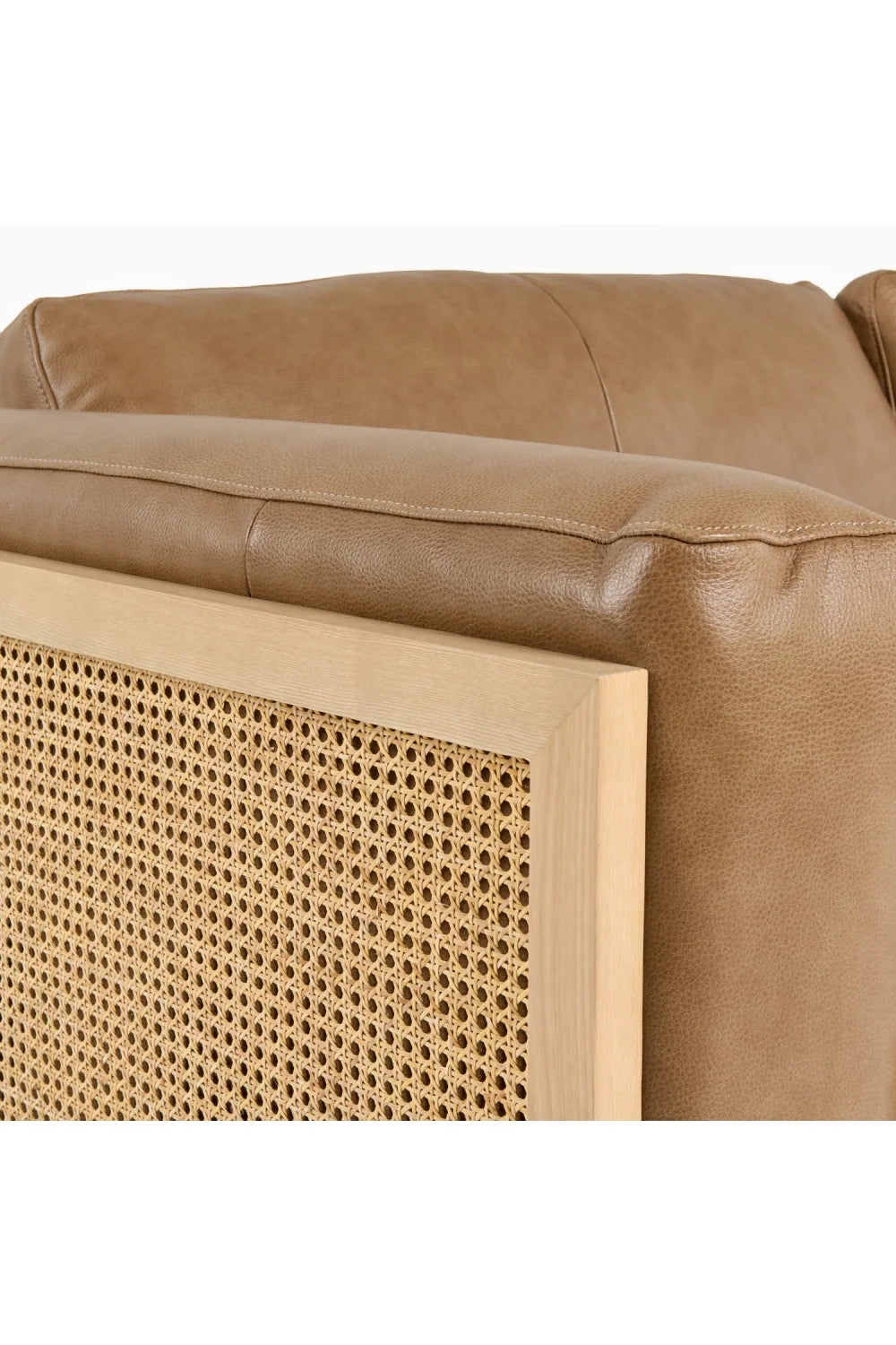 Luxury Tan Leather Wicker Sofa Modern Italian Style for Villa