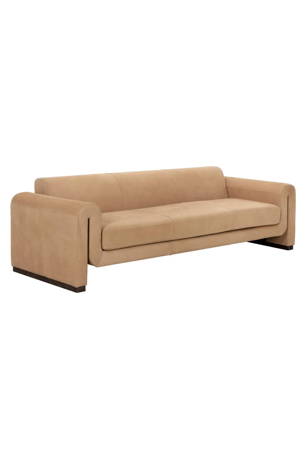 Luxury Tan Nubuck Leather Sofa Modern Italian Style for Villa