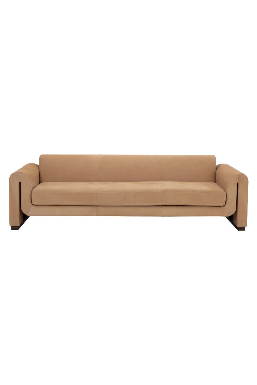 Luxury Tan Nubuck Leather Sofa Modern Italian Style for Villa