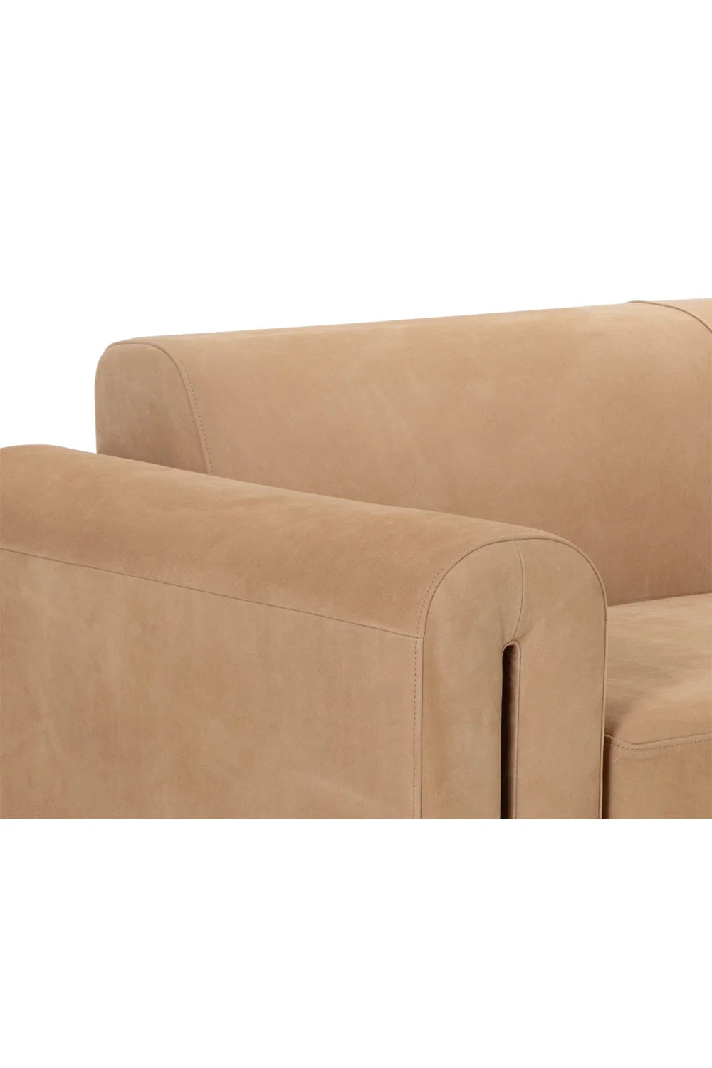 Luxury Tan Nubuck Leather Sofa Modern Italian Style for Villa