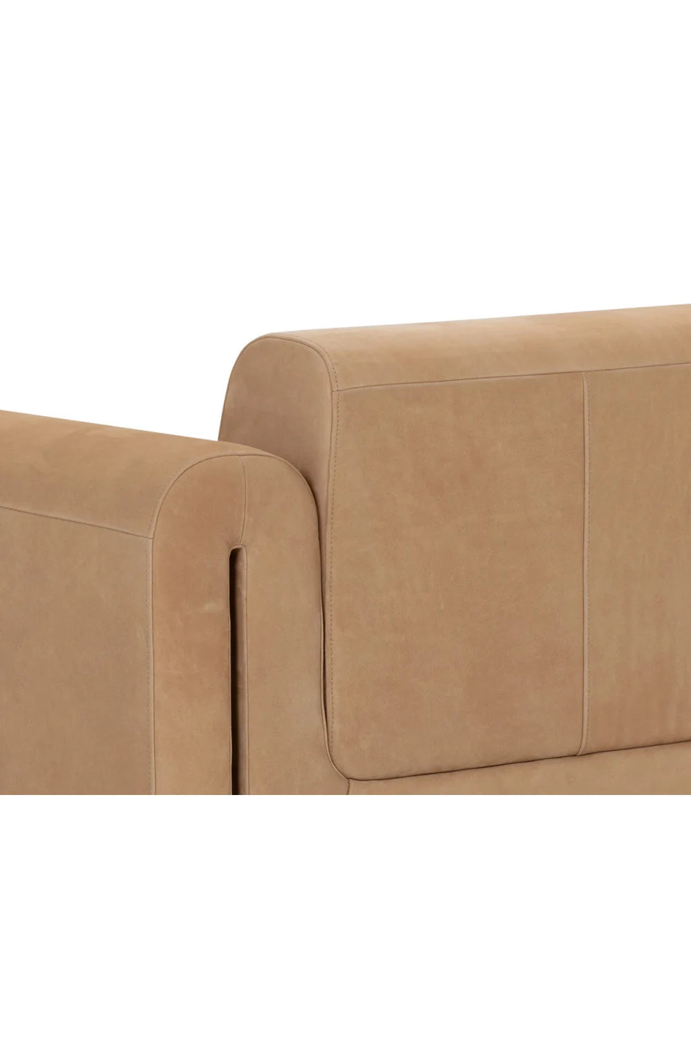 Luxury Tan Nubuck Leather Sofa Modern Italian Style for Villa