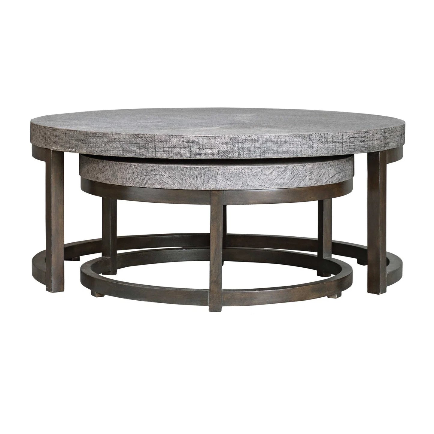 Luxury Taupe Burlap Nesting Coffee Tables Modern Italian Style for Villa