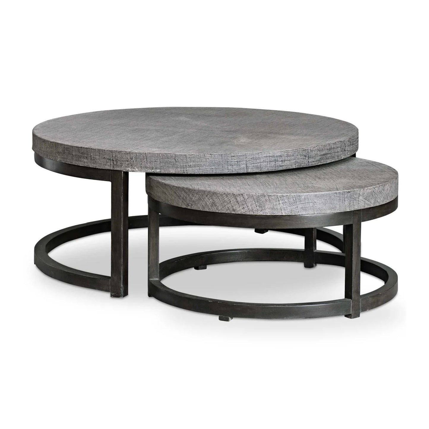 Luxury Taupe Burlap Nesting Coffee Tables Modern Italian Style for Villa
