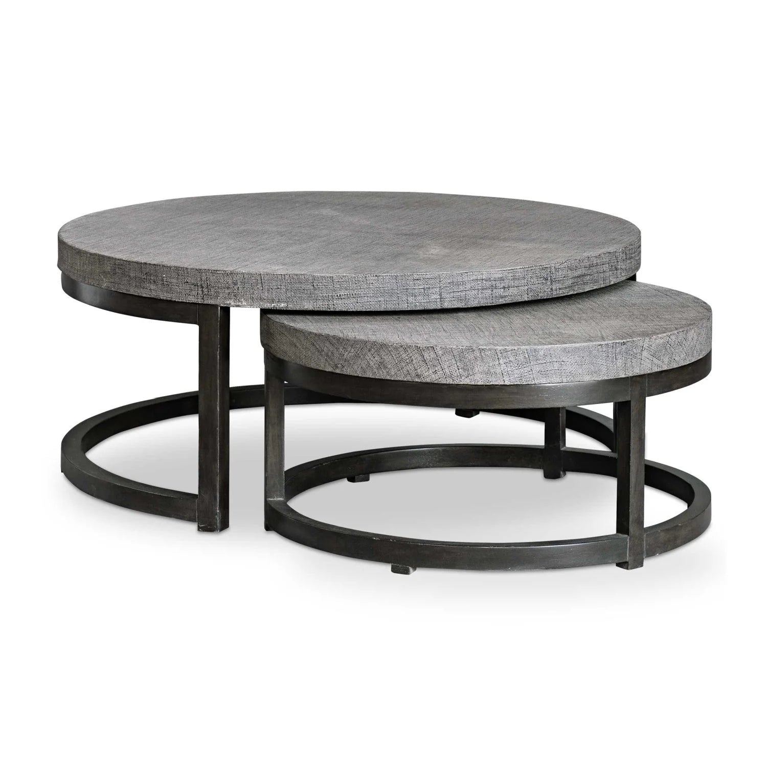 Luxury Taupe Burlap Nesting Coffee Tables Modern Italian Style for Villa