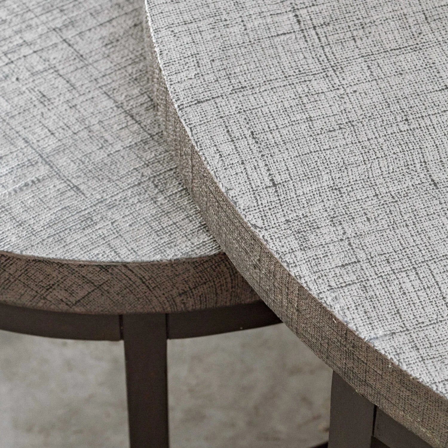 Luxury Taupe Burlap Nesting Coffee Tables Modern Italian Style for Villa