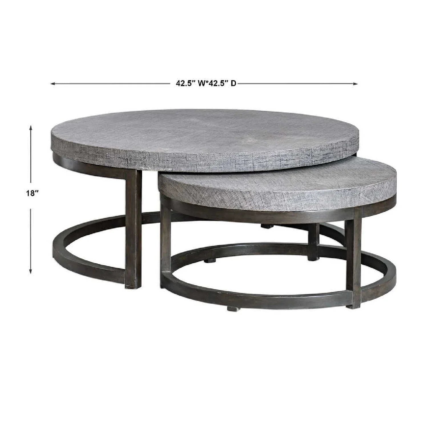 Luxury Taupe Burlap Nesting Coffee Tables Modern Italian Style for Villa