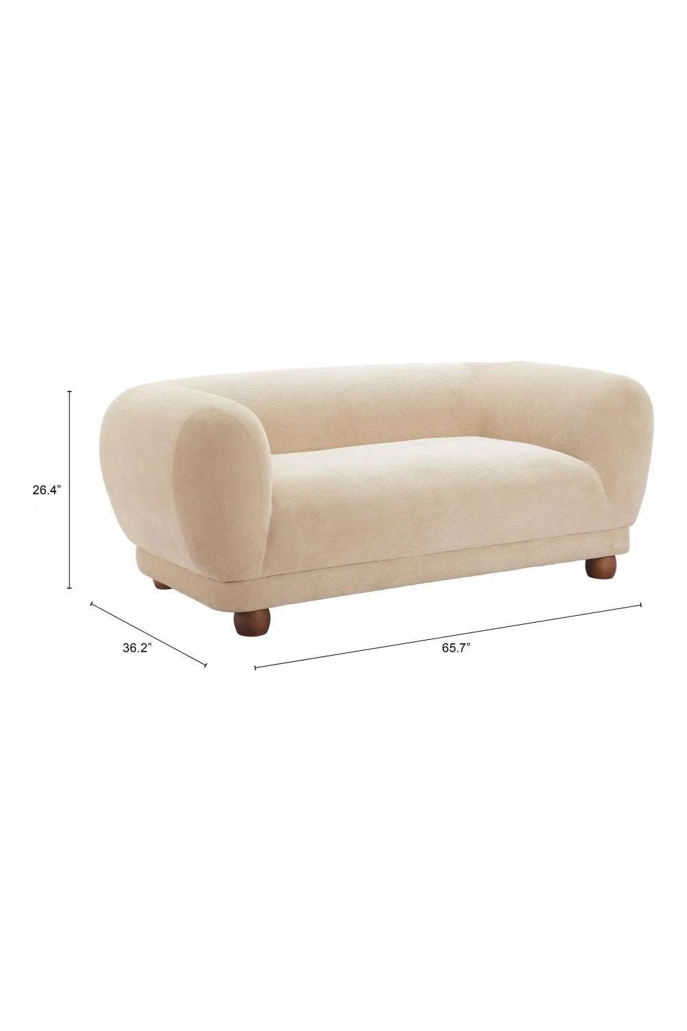 Luxury Taupe Corduroy Loveseat Modern Italian Style for Villa