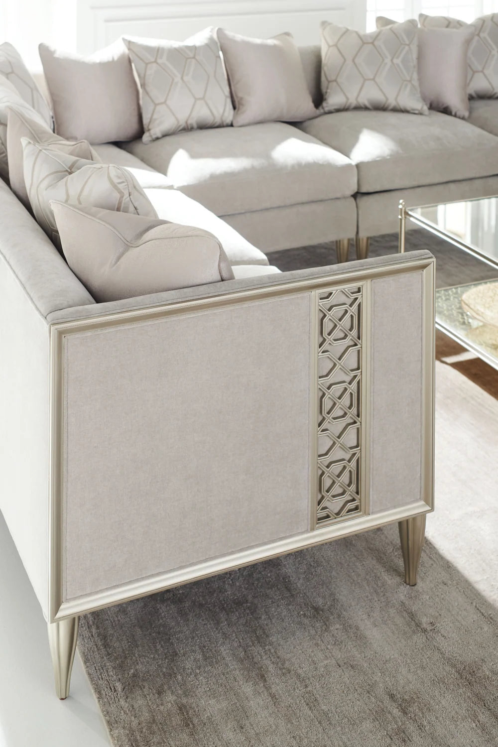 Luxury Taupe Fabric Sectional Sofa Modern Italian Style for Villa