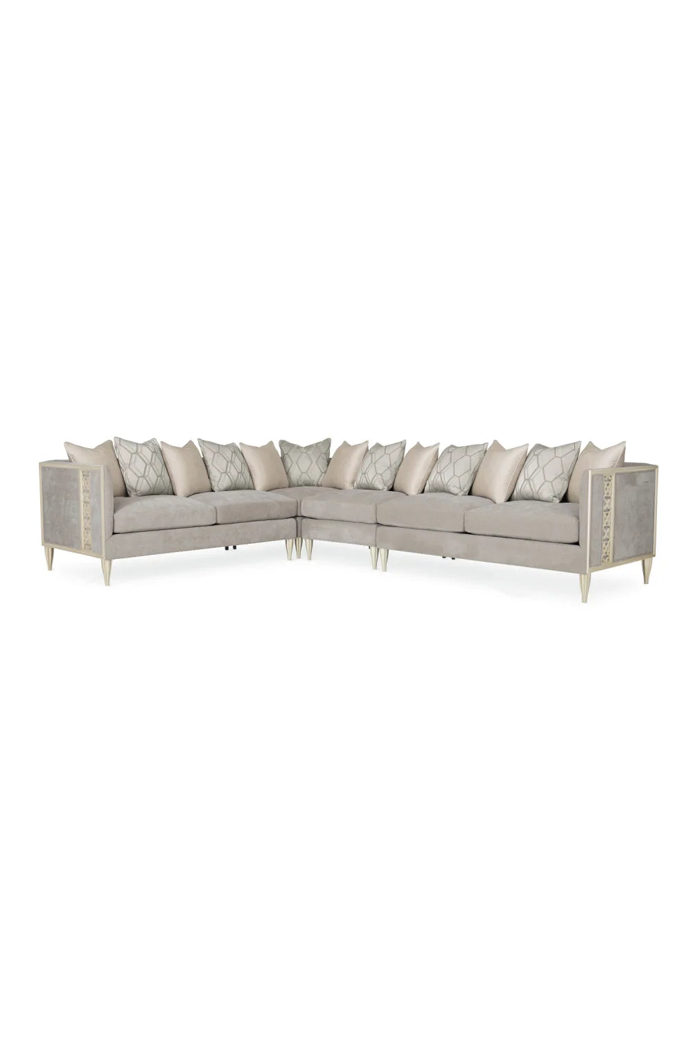 Luxury Taupe Fabric Sectional Sofa Modern Italian Style for Villa