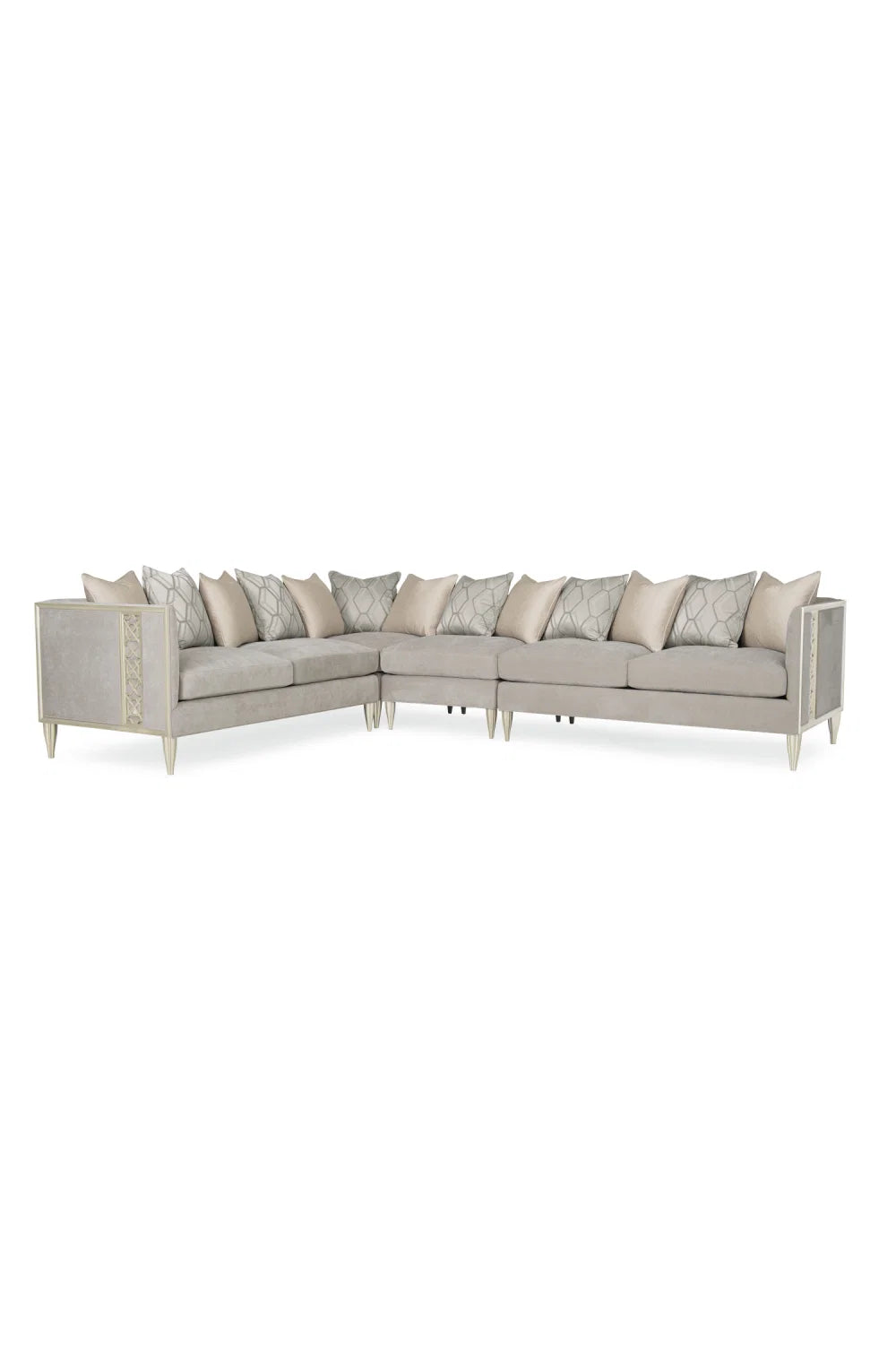 Luxury Taupe Fabric Sectional Sofa Modern Italian Style for Villa