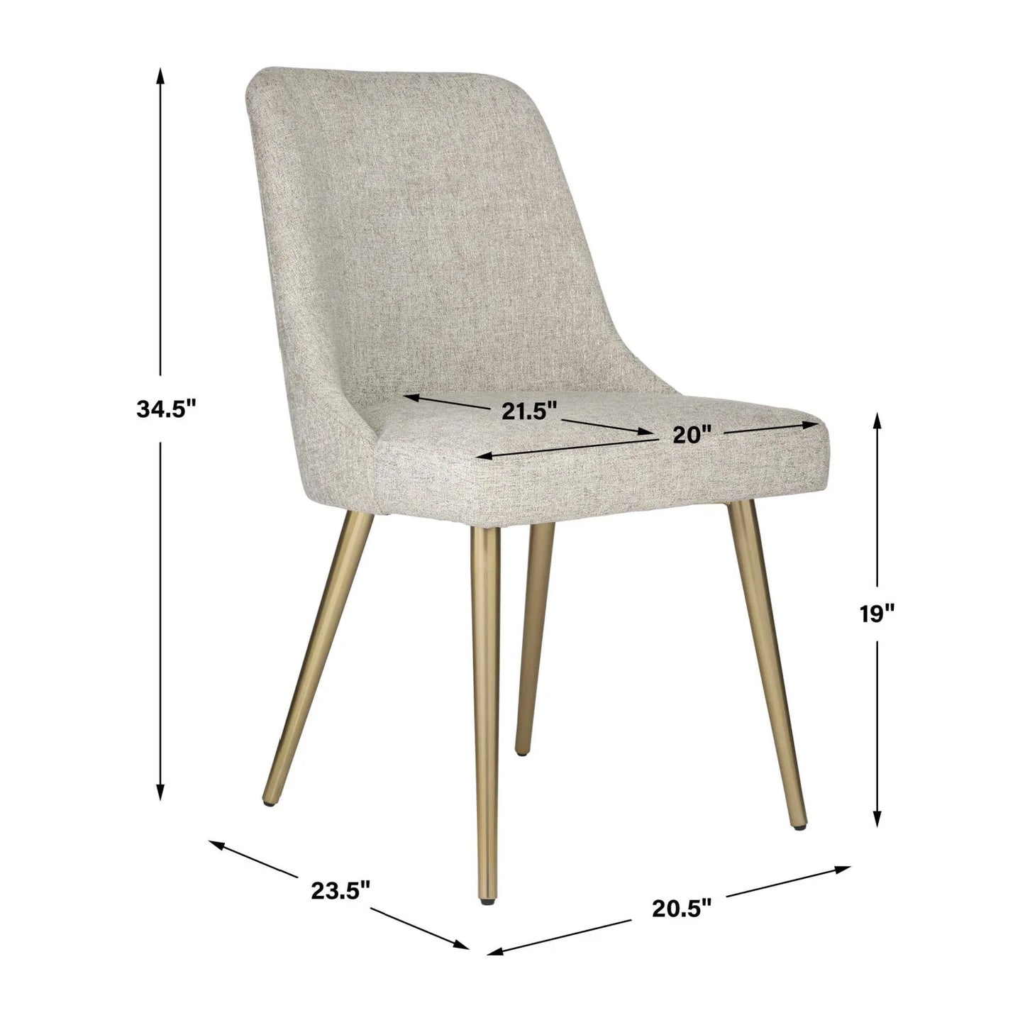 Luxury Taupe Fabric Sloped Dining Chair European Style for Villa