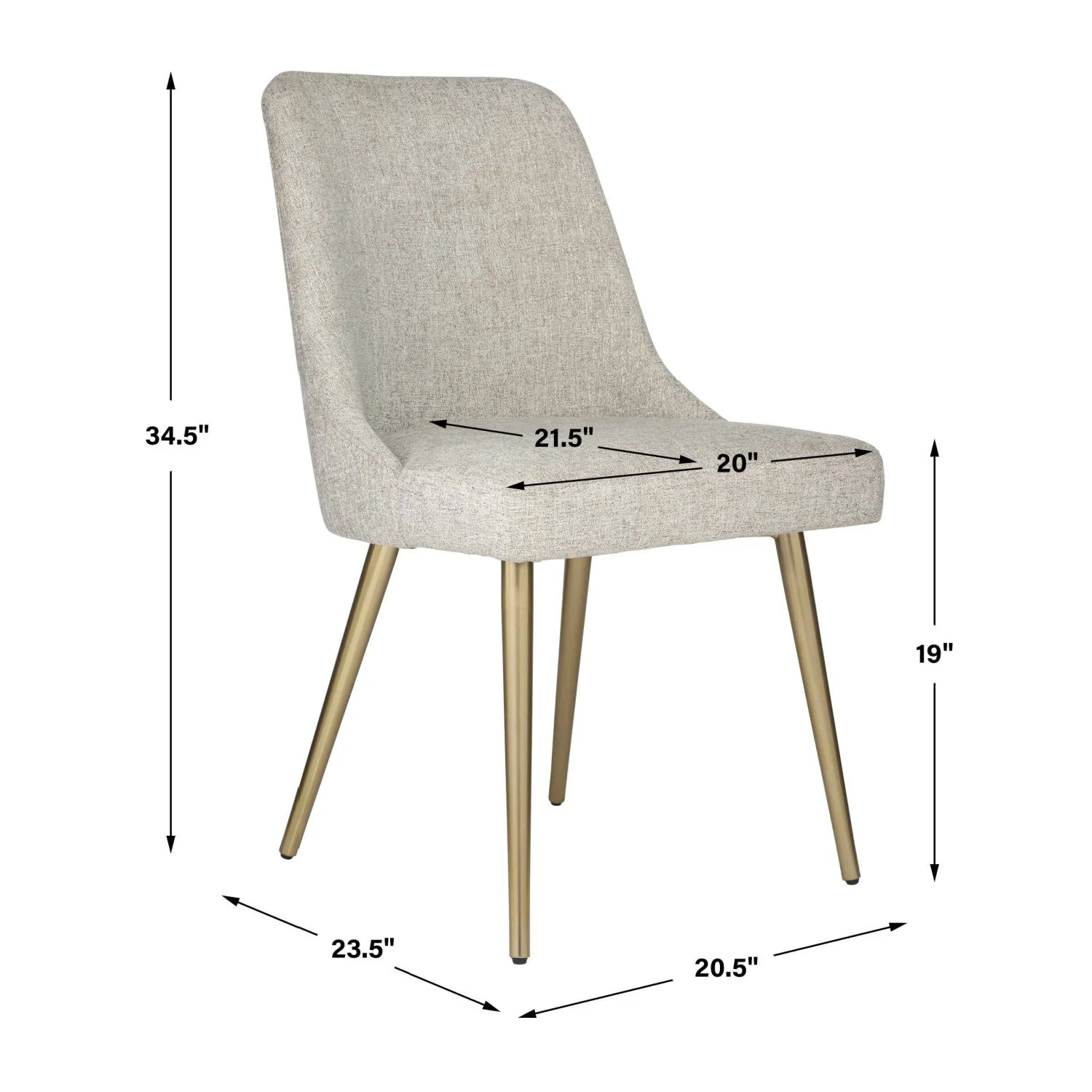 Luxury Taupe Fabric Sloped Dining Chair European Style for Villa