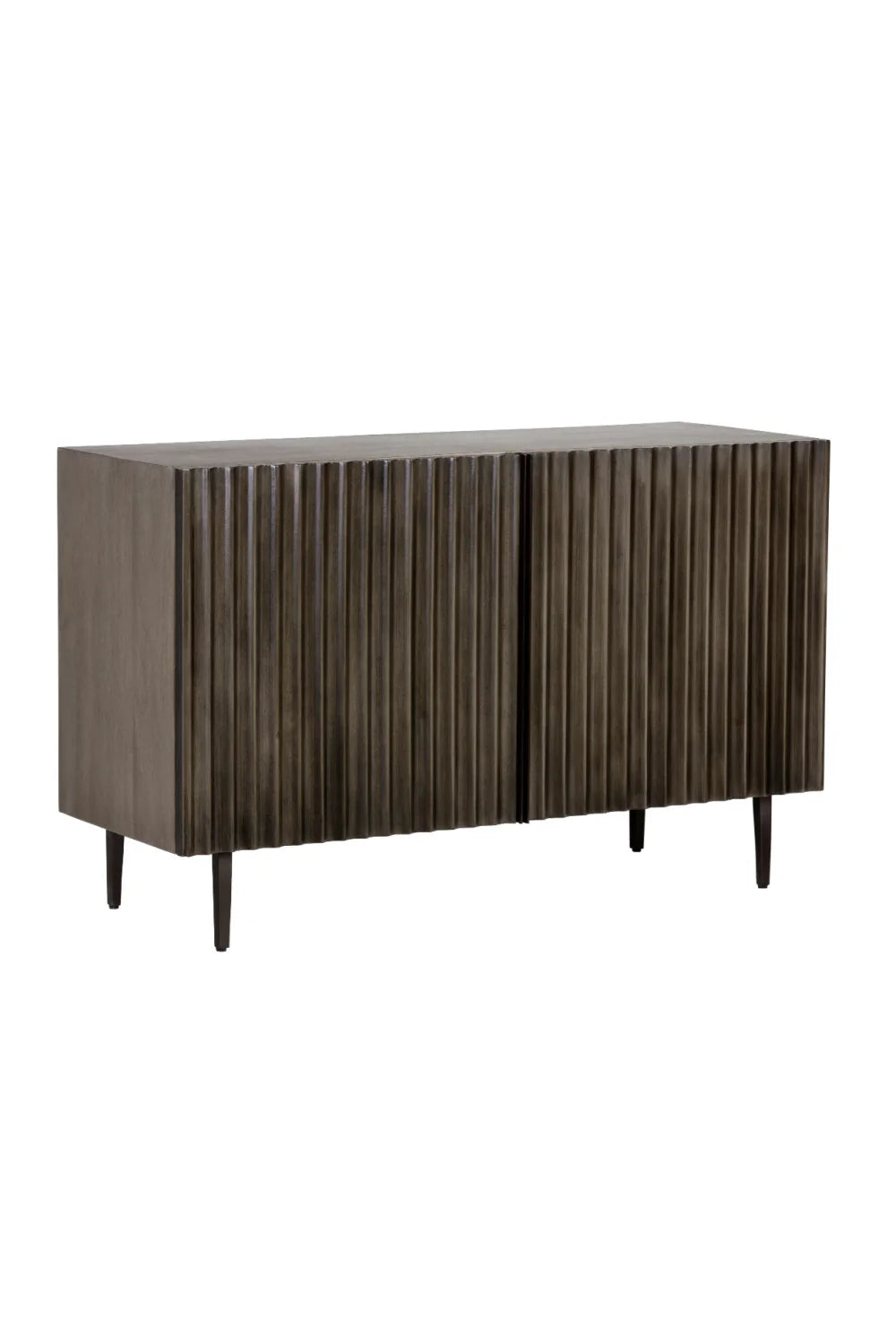 Luxury Taupe Fluted Mango Wood 2-Door Sideboard European Style for Villa