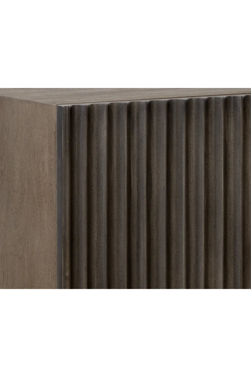 Luxury Taupe Fluted Mango Wood 2-Door Sideboard European Style for Villa