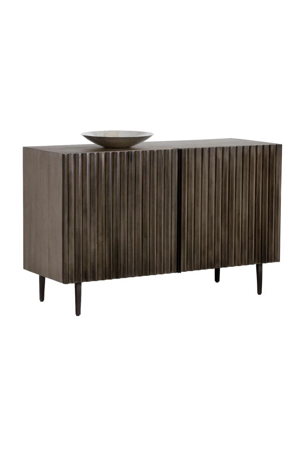 Luxury Taupe Fluted Mango Wood 2-Door Sideboard European Style for Villa