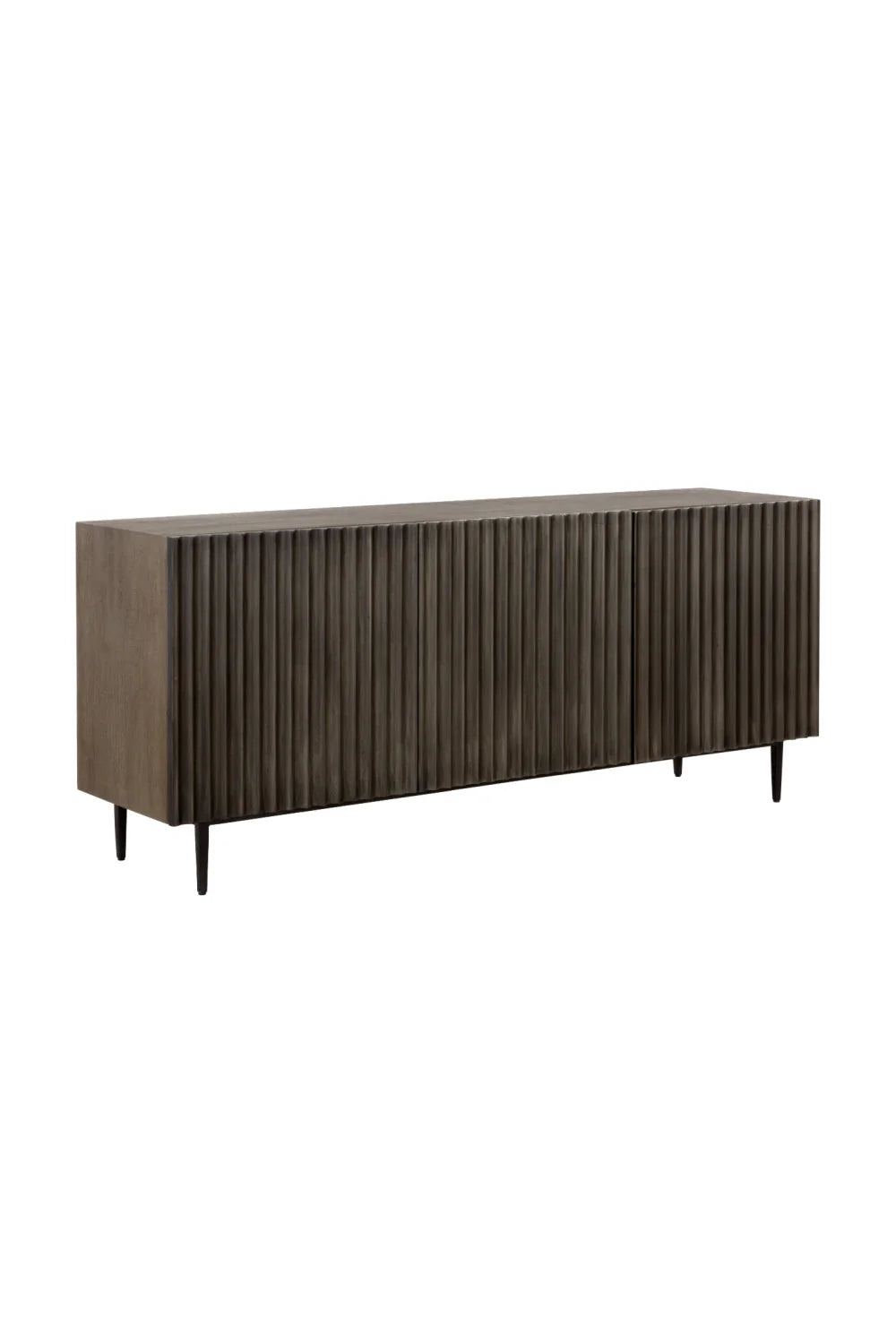 Luxury Taupe Fluted Mango Wood 2-Door Sideboard European Style for Villa