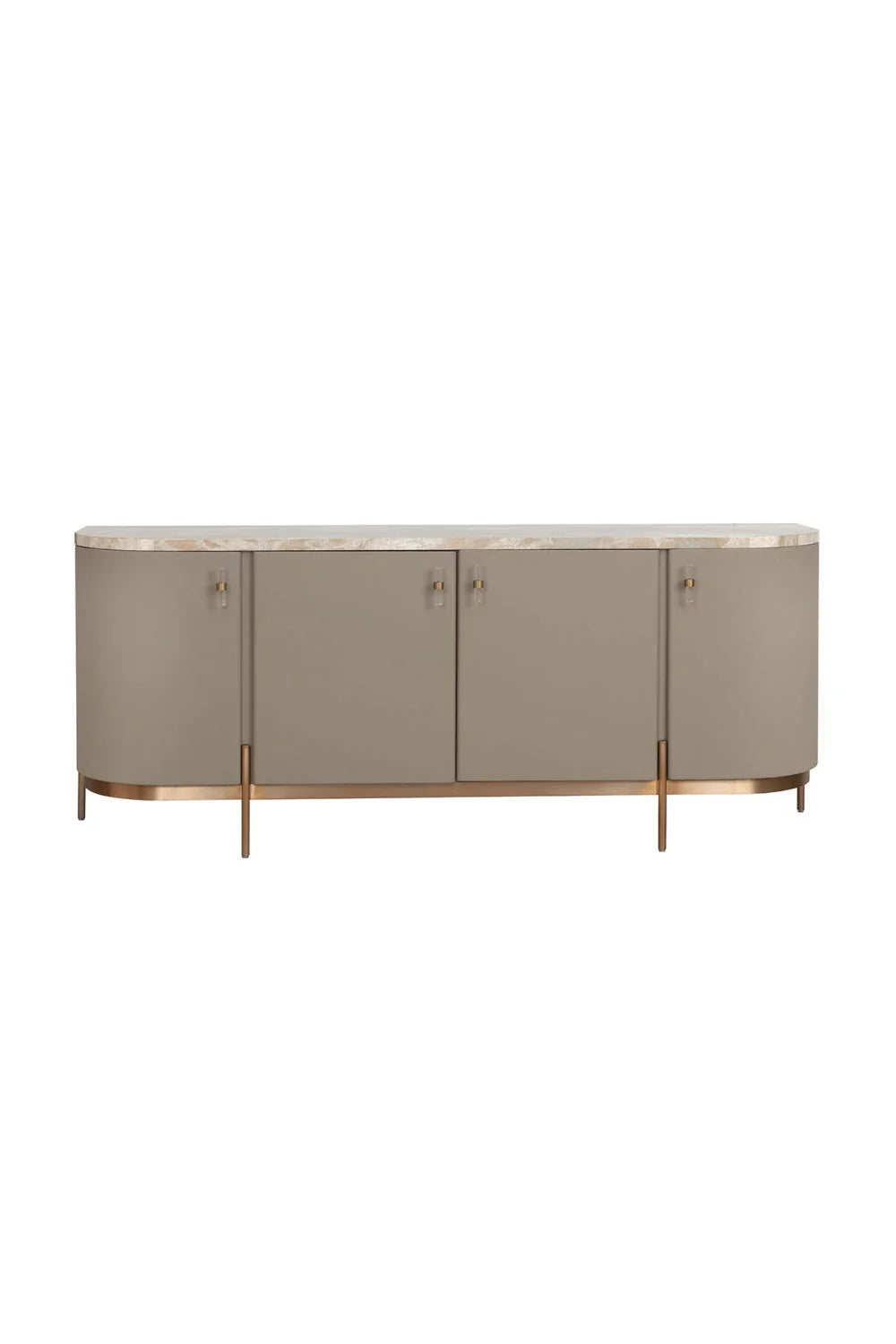 Luxury Taupe Leather 4-Door Sideboard European Style for Villa