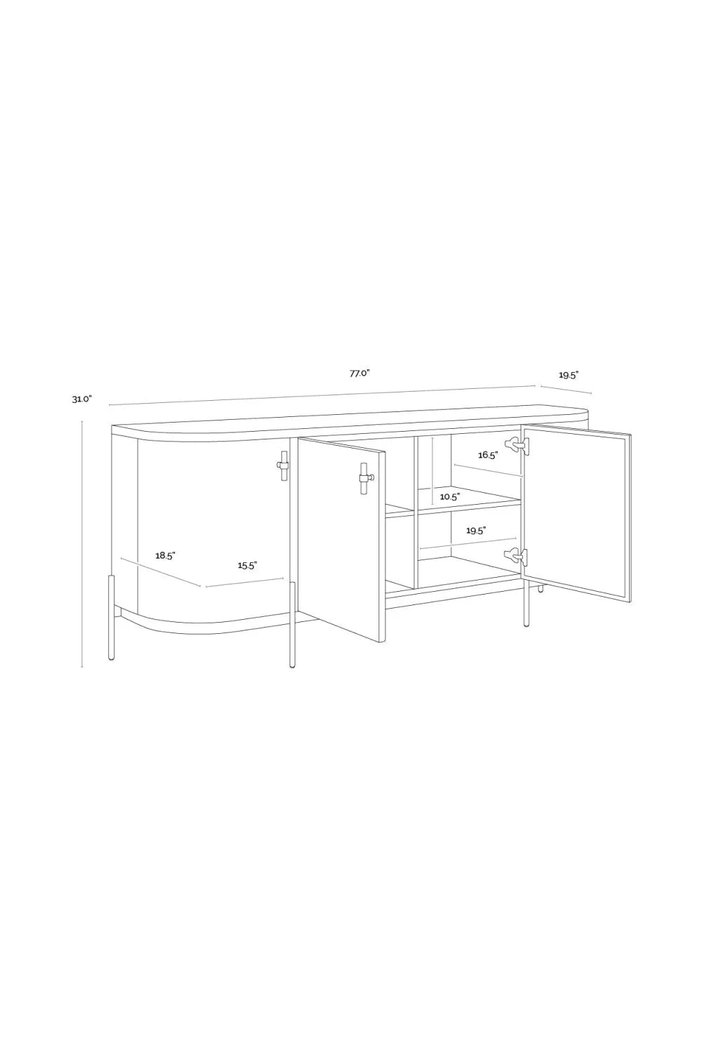 Luxury Taupe Leather 4-Door Sideboard European Style for Villa