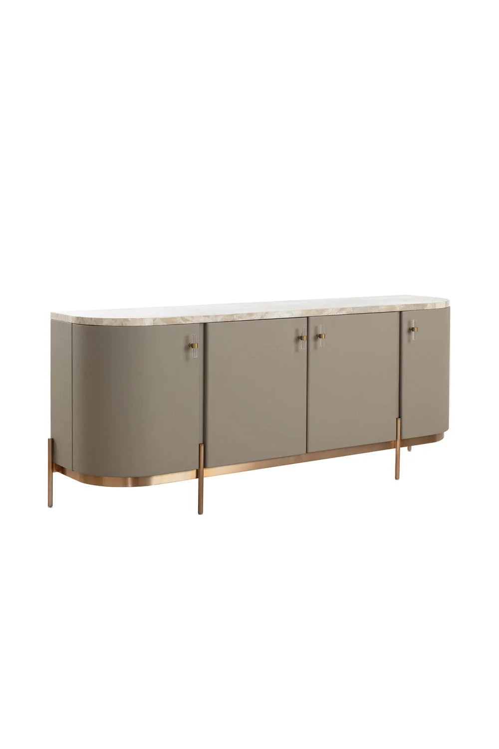 Luxury Taupe Leather 4-Door Sideboard European Style for Villa