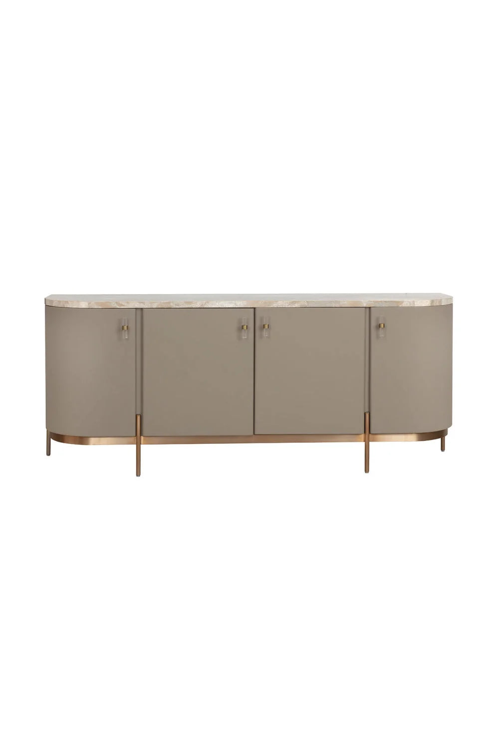 Luxury Taupe Leather 4-Door Sideboard European Style for Villa