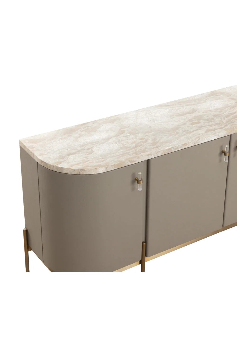 Luxury Taupe Leather 4-Door Sideboard European Style for Villa