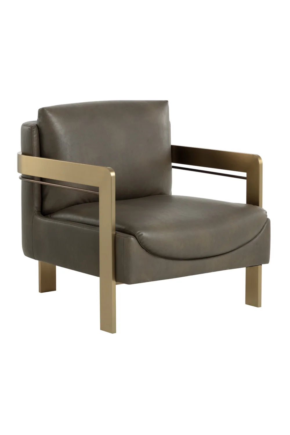 Luxury Taupe Leather Lounge Chair Modern Italian Style for Villa