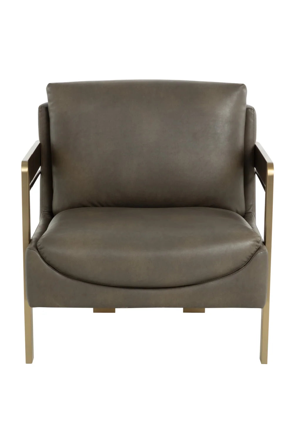 Luxury Taupe Leather Lounge Chair Modern Italian Style for Villa