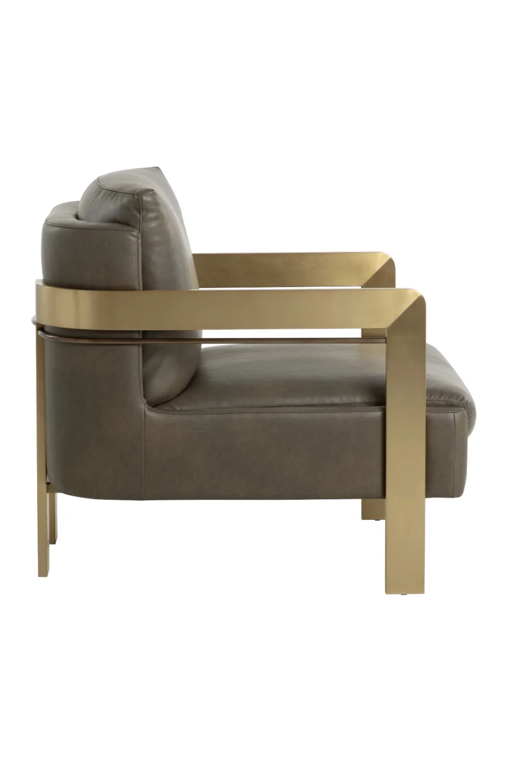 Luxury Taupe Leather Lounge Chair Modern Italian Style for Villa