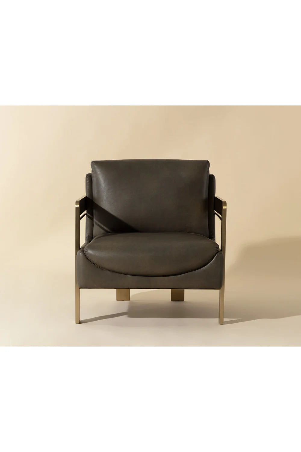 Luxury Taupe Leather Lounge Chair Modern Italian Style for Villa