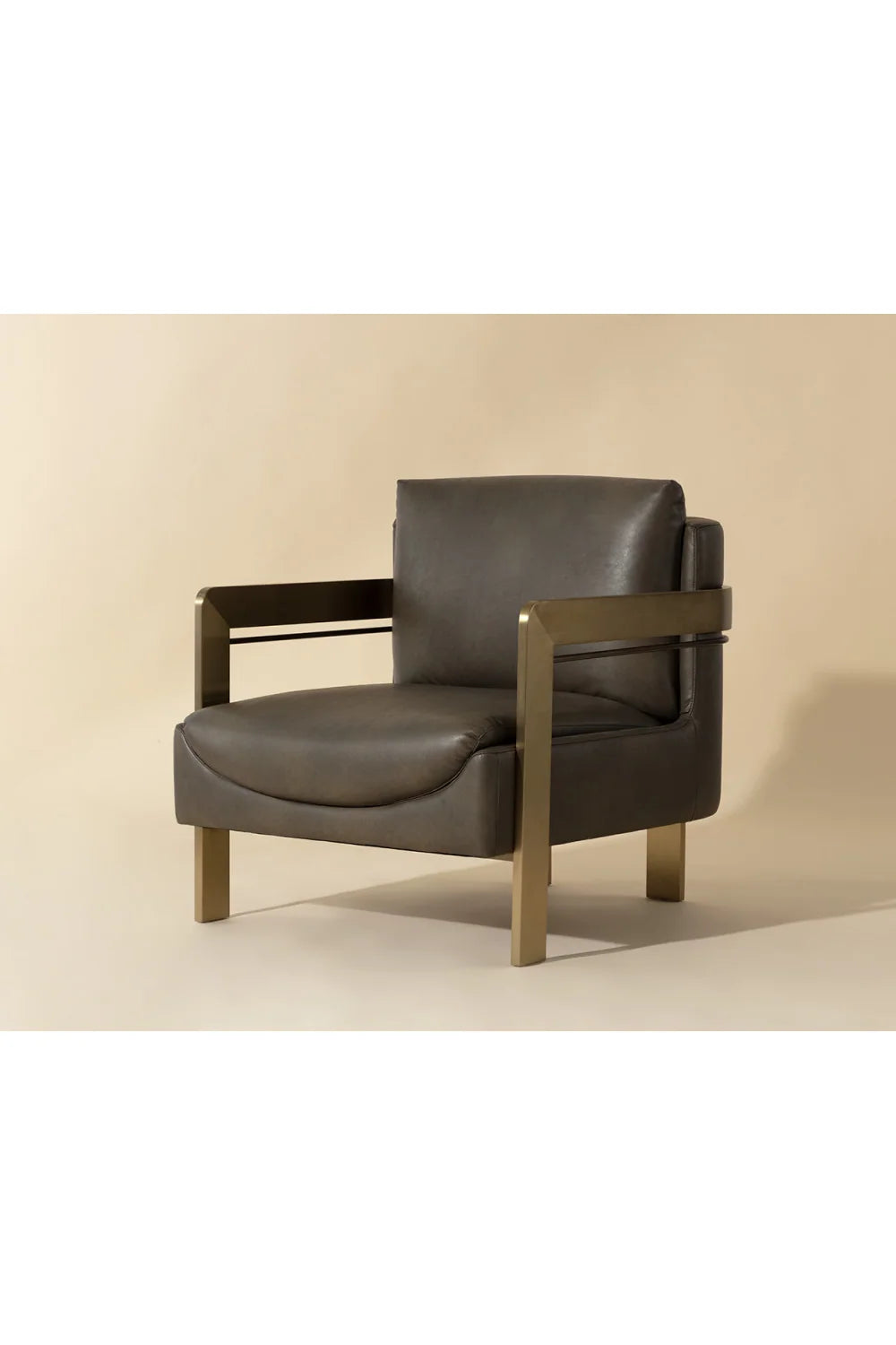Luxury Taupe Leather Lounge Chair Modern Italian Style for Villa