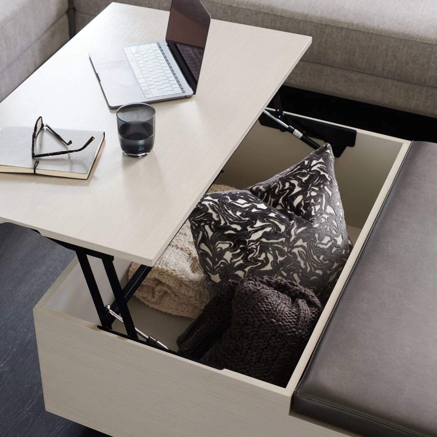Luxury Taupe Lift-Top Coffee Table Modern Italian Style for Villa