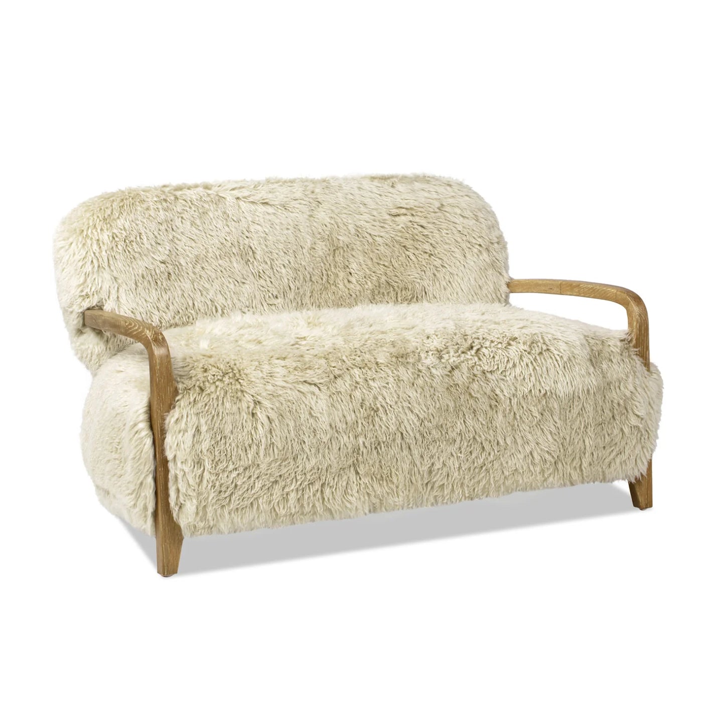 Luxury Taupe Sheepskin Loveseat Sofa Modern Italian Style for Villa