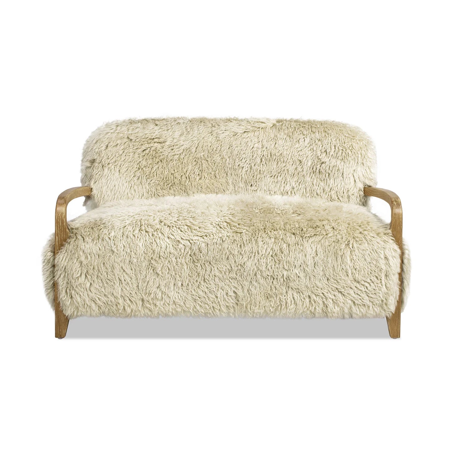 Luxury Taupe Sheepskin Loveseat Sofa Modern Italian Style for Villa