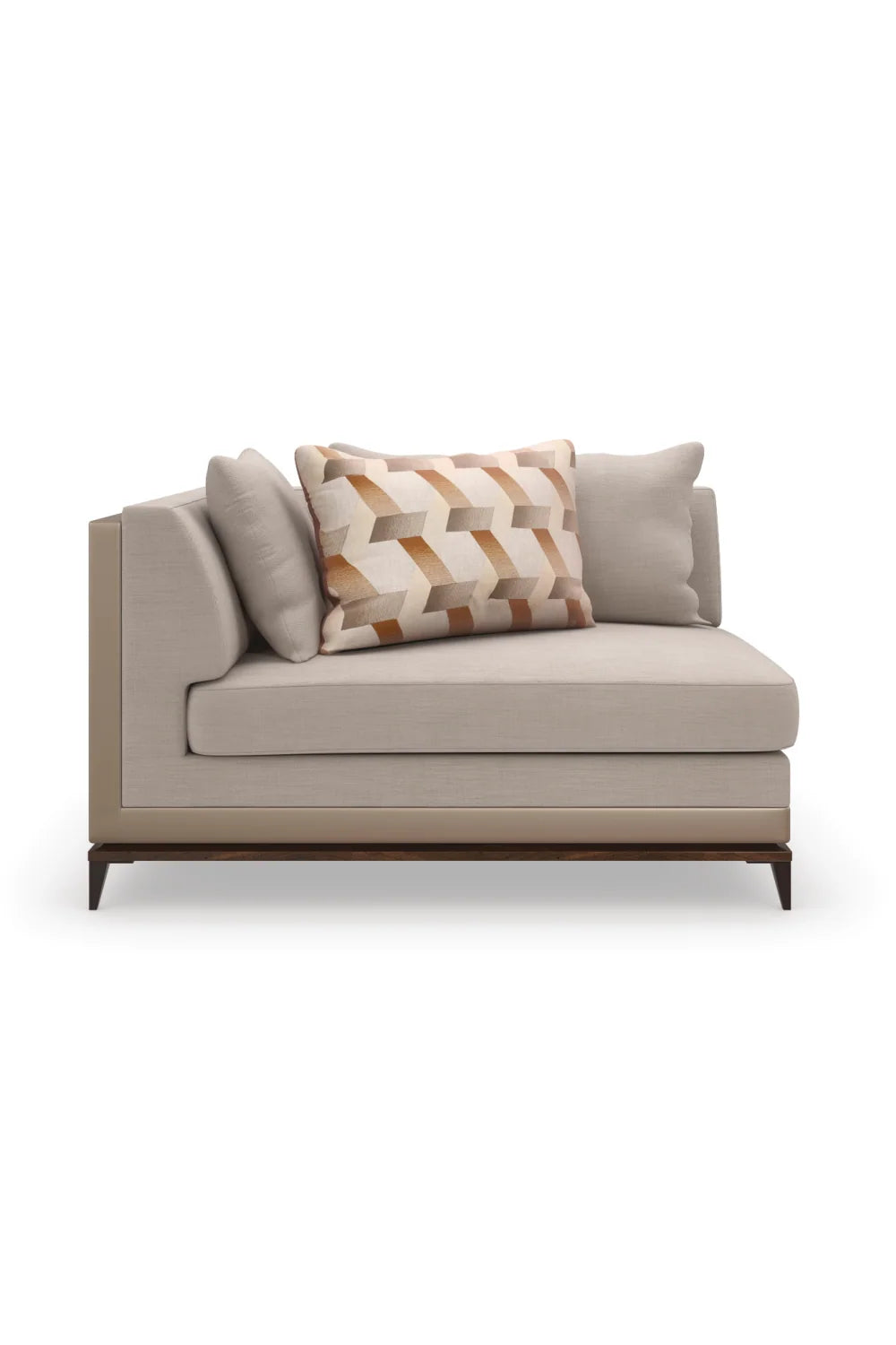 Luxury Taupe Twill Sectional Sofa Modern Italian Style for Villa