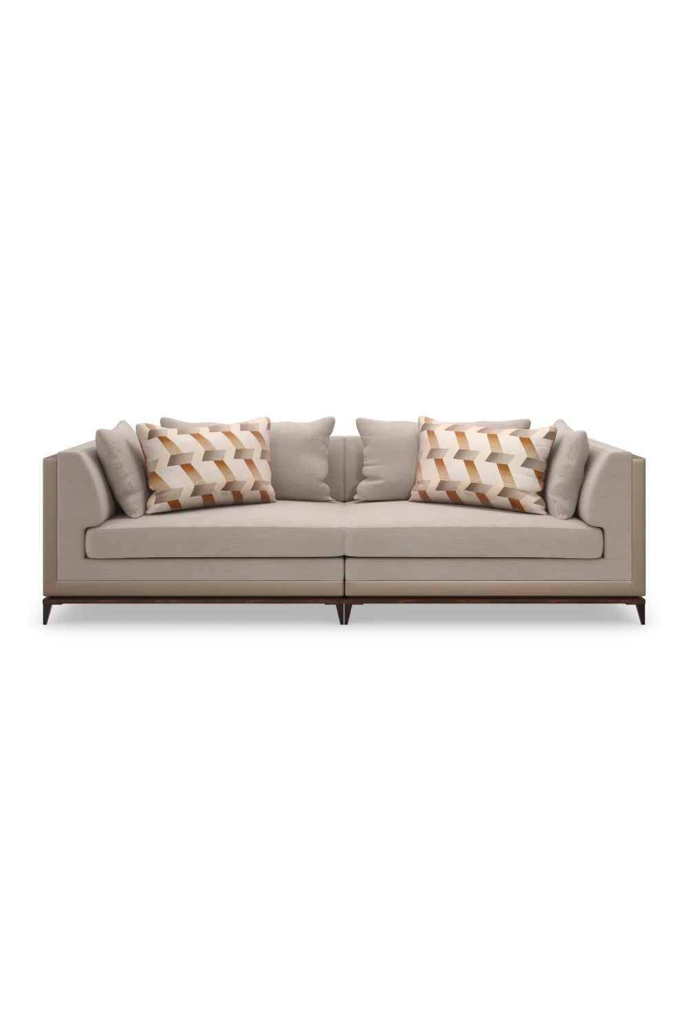 Luxury Taupe Twill Sectional Sofa Modern Italian Style for Villa