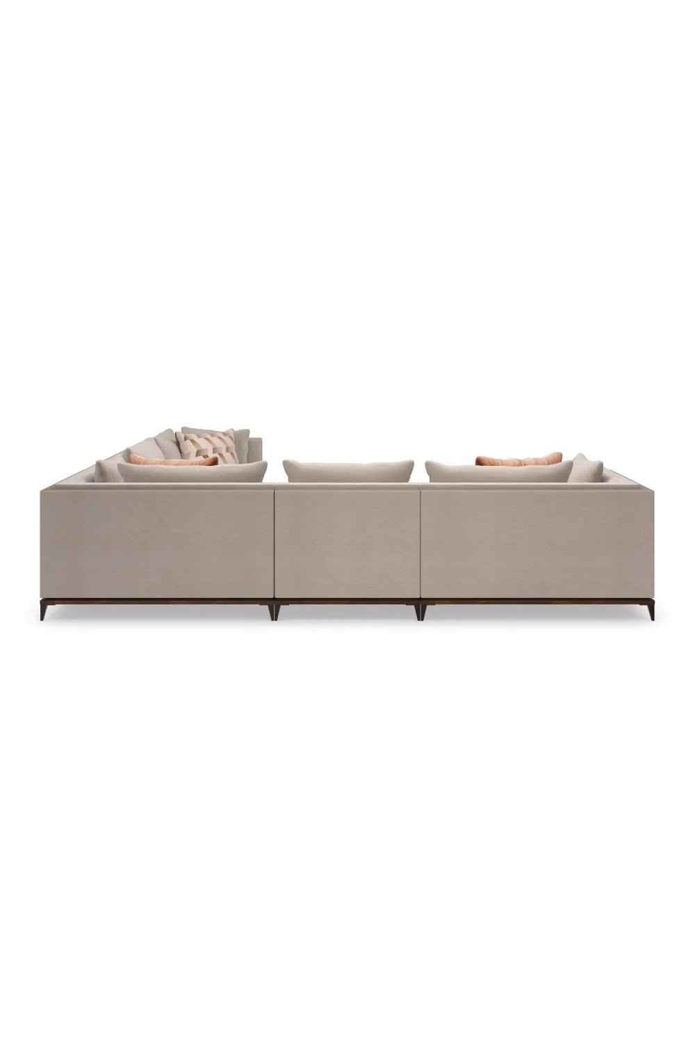 Luxury Taupe Twill Sectional Sofa Modern Italian Style for Villa