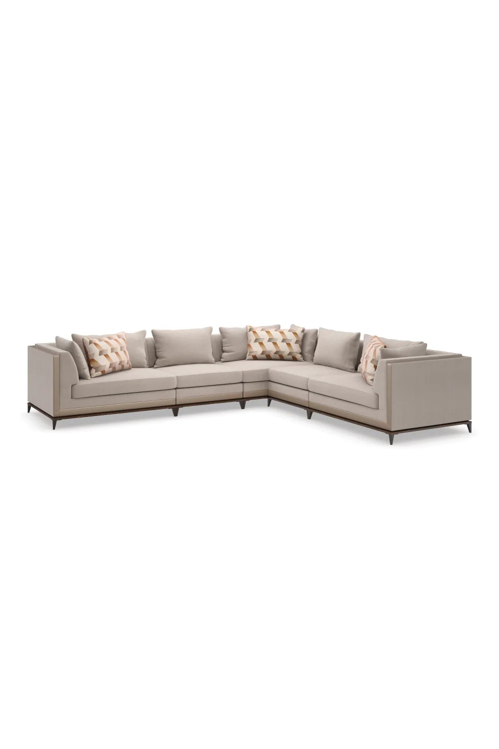 Luxury Taupe Twill Sectional Sofa Modern Italian Style for Villa