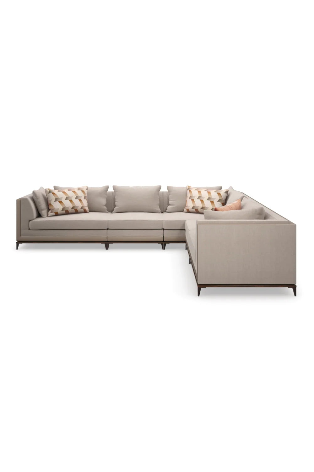 Luxury Taupe Twill Sectional Sofa Modern Italian Style for Villa