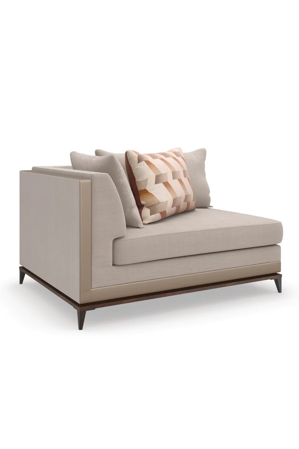 Luxury Taupe Twill Sectional Sofa Modern Italian Style for Villa