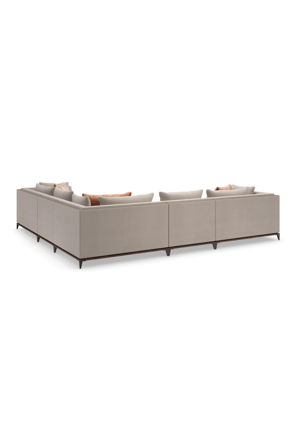 Luxury Taupe Twill Sectional Sofa Modern Italian Style for Villa