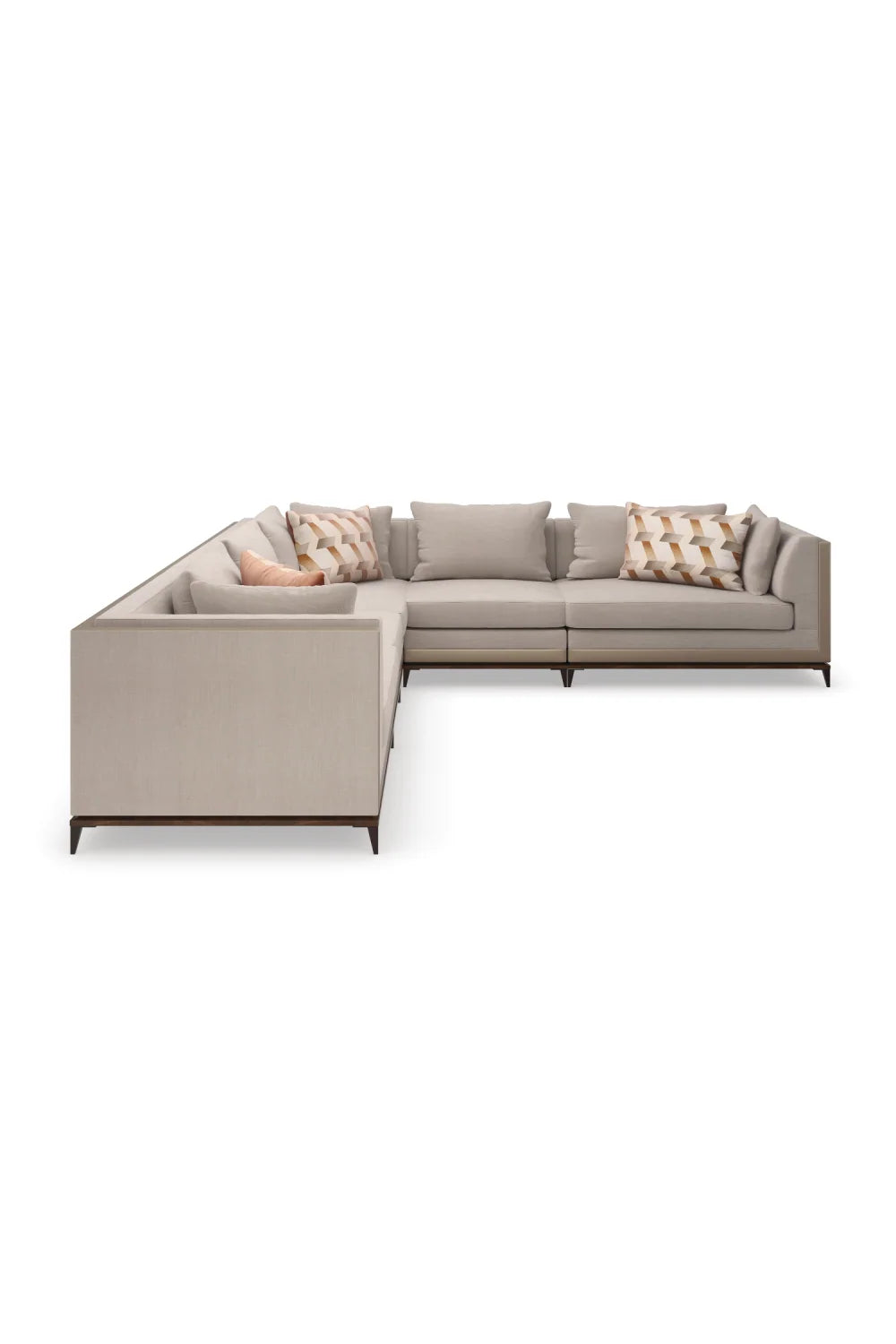 Luxury Taupe Twill Sectional Sofa Modern Italian Style for Villa