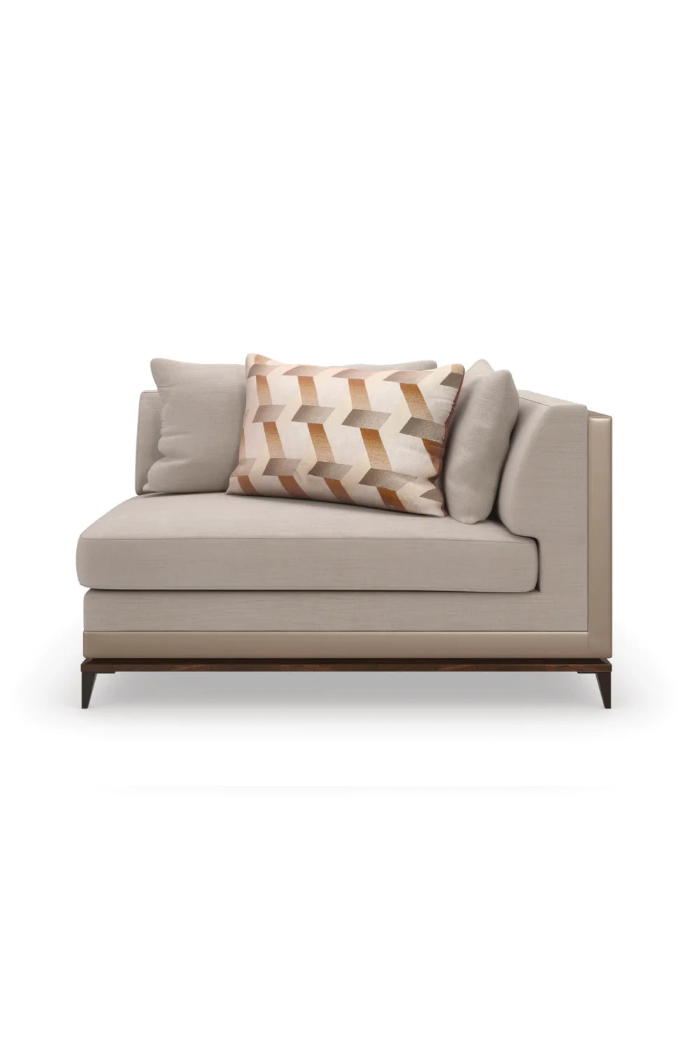 Luxury Taupe Twill Sectional Sofa Modern Italian Style for Villa