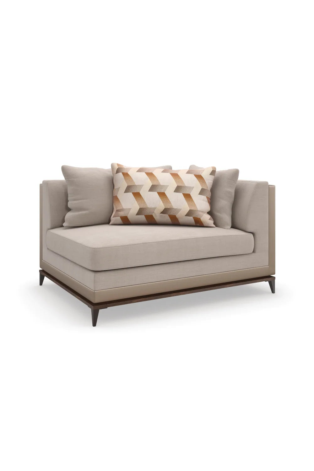 Luxury Taupe Twill Sectional Sofa Modern Italian Style for Villa